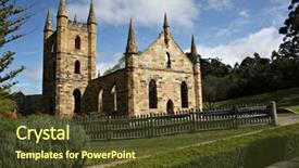  Presentation with port - Cool new presentation theme with tasmania's port arthur historic site backdrop and a tawny brown colored foreground