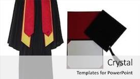  Presentation with graduation white cap - Amazing PPT layouts having tassel - graduation gown cap and diploma backdrop and a white colored foreground
