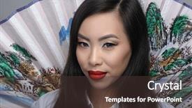  Presentation with asian - Colorful presentation theme enhanced with tassel - portrait of beautiful young asian backdrop and a  colored foreground