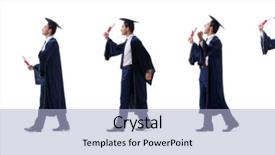  Presentation with graduation black graduate hat - Slide set enhanced with tassel - young man happy with his background and a light blue colored foreground