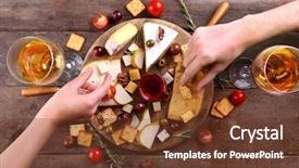  Presentation with cheese - Theme enhanced with taste - different kinds of cheese background and a tawny brown colored foreground