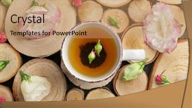  Presentation with tea cup - Colorful theme enhanced with taste buds - composition with cup of tea backdrop and a coral colored foreground