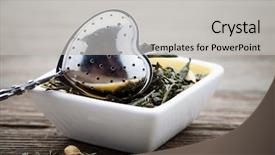  Presentation with tea leaves - Audience pleasing slide deck consisting of taste buds - fresh green tea leaves backdrop and a light gray colored foreground