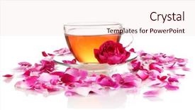  Presentation with white rose - Amazing PPT theme having taste buds - rose tea isolated on white backdrop and a  colored foreground