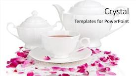  Presentation with pink rose petals on white - Colorful slide deck enhanced with taste buds - rose tea isolated on white backdrop and a  colored foreground
