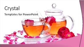  Presentation with pink rose petals on white - Presentation theme with taste buds - rose tea isolated on white background and a white colored foreground