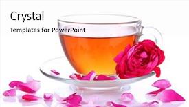  Presentation with pink rose petals on white - Slide deck consisting of taste buds - rose tea isolated on white background and a  colored foreground