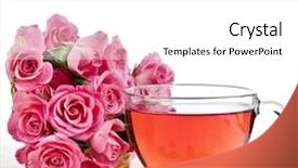  Presentation with white rose - Slide deck enhanced with taste buds - tea cup with rose bouquet background and a white colored foreground