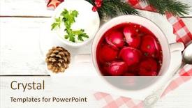  Presentation with traditional musical instruments angklung wood - Amazing presentation theme having taste buds - traditional polish clear red borscht backdrop and a  colored foreground