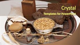  Presentation with taste - Slide set with taste components - turf heather oats background and a tawny brown colored foreground