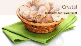  Presentation with taste - Amazing PPT layouts having taste croissants in basket isolated on white backdrop and a lemonade colored foreground