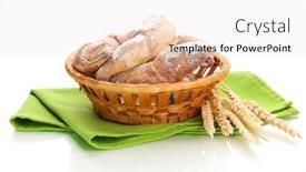  Presentation with taste - PPT theme featuring taste croissants in basket isolated on white background and a sky blue colored foreground