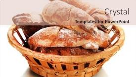  Presentation with taste - Colorful PPT theme enhanced with taste croissants in basket isolated on white backdrop and a coral colored foreground