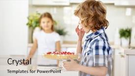  Presentation with food red - Cool new presentation theme with taste food - boy tasting from fresh fruit backdrop and a lemonade colored foreground