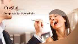  Presentation with dining restaurant - Slide deck featuring taste food - couple having dinner background and a lemonade colored foreground