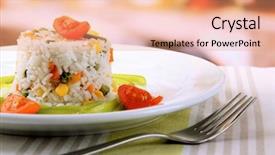  Presentation with taste - Beautiful slide deck featuring taste food - delicious risotto with vegetables backdrop and a  colored foreground