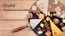  Presentation with taste - Cool new PPT theme with taste food - different kinds of cheese backdrop and a coral colored foreground