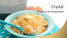  Presentation with taste - Amazing PPT theme having taste rice porridge with pumpkin in blue bowl isolated on white backdrop and a white colored foreground