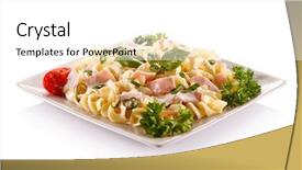  Presentation with pasta - Colorful PPT theme enhanced with tasteful - pasta carbonara backdrop and a white colored foreground