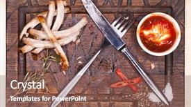  Presentation with bone - Colorful slides enhanced with tasteful - pork bone with knife backdrop and a violet colored foreground