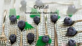  Presentation with blueberries - PPT theme featuring tasteful blueberries on the forks background and a light gray colored foreground