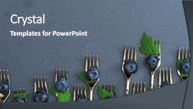  Presentation with smoothie strawberry and blueberries - Presentation theme enhanced with tasteful blueberries on the forks background and a gray colored foreground