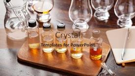  Presentation with brandy - Presentation with tasting-bottles-and-glasses background and a coral colored foreground