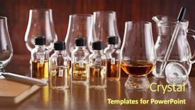  Presentation with brandy - Slides with tasting-bottles-and-glasses background and a tawny brown colored foreground
