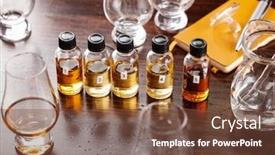  Presentation with brandy - Cool new slides with tasting-bottles-and-glasses backdrop and a tawny brown colored foreground