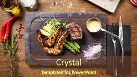  Presentation with asparagus - Amazing theme having tasting-menu-beef-steak backdrop and a tawny brown colored foreground