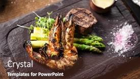  Presentation with steak - Audience pleasing slides consisting of tasting-menu-beef-steak backdrop and a tawny brown colored foreground