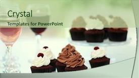  Presentation with chocolate wine - Slide set featuring tasting of wine and chocolate background and a mint green colored foreground