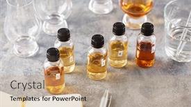  Presentation with whisky - Cool new presentation design with tasting-whisky-bottles-and-glasses backdrop and a coral colored foreground