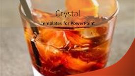  Presentation with alcoholic - PPT layouts having tasty-alcoholic-old-fashioned-cocktail background and a coral colored foreground