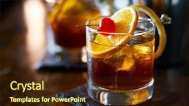  Presentation with alcoholic - Audience pleasing theme consisting of tasty alcoholic old fashioned cocktail backdrop and a wine colored foreground