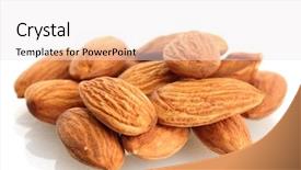  Presentation with almonds - Audience pleasing PPT theme consisting of tasty almonds nuts isolated backdrop and a sky blue colored foreground