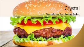 Presentation with hamburger - Amazing presentation theme having tasty and appetizing hamburger cheeseburger backdrop and a yellow colored foreground