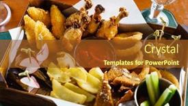  Presentation with appetizer - Slide set with tasty-appetizer-in-the-bar background and a tawny brown colored foreground