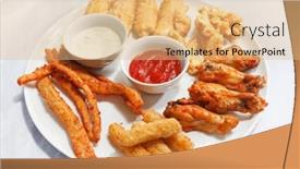  Presentation with appetizer - Colorful presentation theme enhanced with tasty appetizer with sauce backdrop and a coral colored foreground