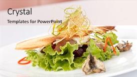  Presentation with appetizer - Presentation design enhanced with tasty appetizer background and a coral colored foreground