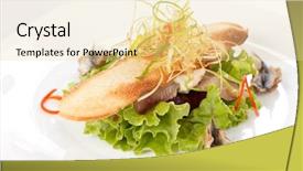  Presentation with appetizer - Colorful PPT theme enhanced with boy playing in the sea backdrop and a violet colored foreground