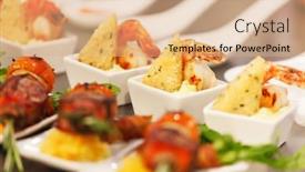  Presentation with appetizer - Audience pleasing theme consisting of tasty appetizer backdrop and a coral colored foreground