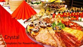  Presentation with appetizer - Theme consisting of tasty appetizer background and a red colored foreground