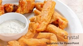  Presentation with appetizer - Audience pleasing theme consisting of tasty appetizer backdrop and a gold colored foreground