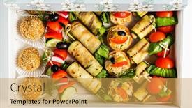  Presentation with appetizers - Slide deck featuring tasty-appetizers-in-the-box background and a yellow colored foreground