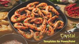  Presentation with shrimps - Colorful slide deck enhanced with tasty-appetizing-roasted-shrimps-prawns backdrop and a tawny brown colored foreground