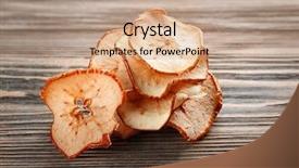  Presentation with wood chips - Presentation theme consisting of tasty apple chips on wooden background and a coral colored foreground