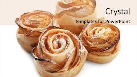  Presentation with puff pastry - Audience pleasing PPT layouts consisting of tasty apple roses from puff backdrop and a  colored foreground
