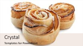  Presentation with puff pastry - Slide set featuring tasty apple roses from puff background and a  colored foreground