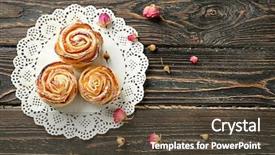  Presentation with puff pastry - Slides having tasty apple roses from puff background and a  colored foreground